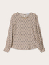 Blusa fantasia geometrica con ricamo di pietre image number 4