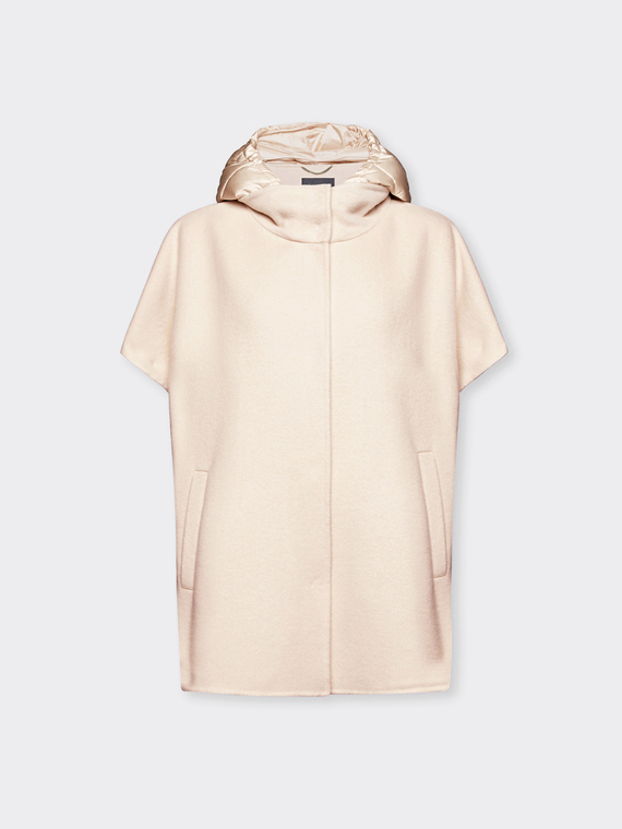 Hooded cape with detachable hood