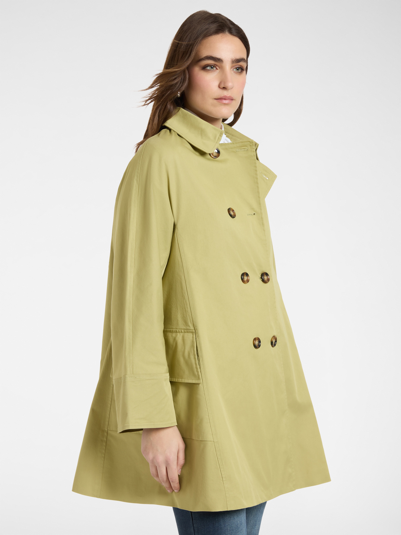 Trench doppiopetto in gabardine image number 0