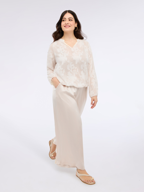 Pantalon jambe large en satin stretch