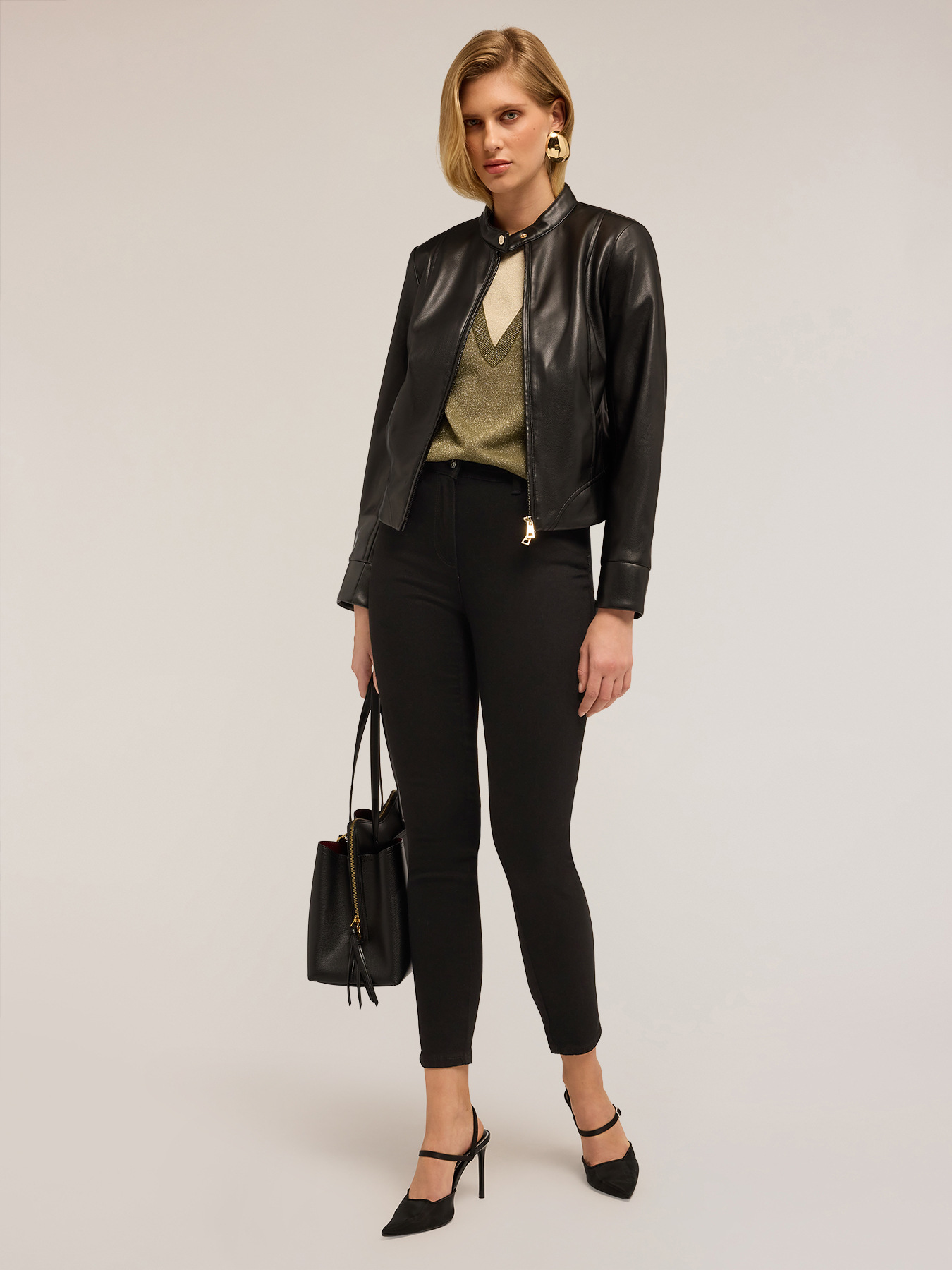 Jacket in coated fabric with shaping cuts image number 0
