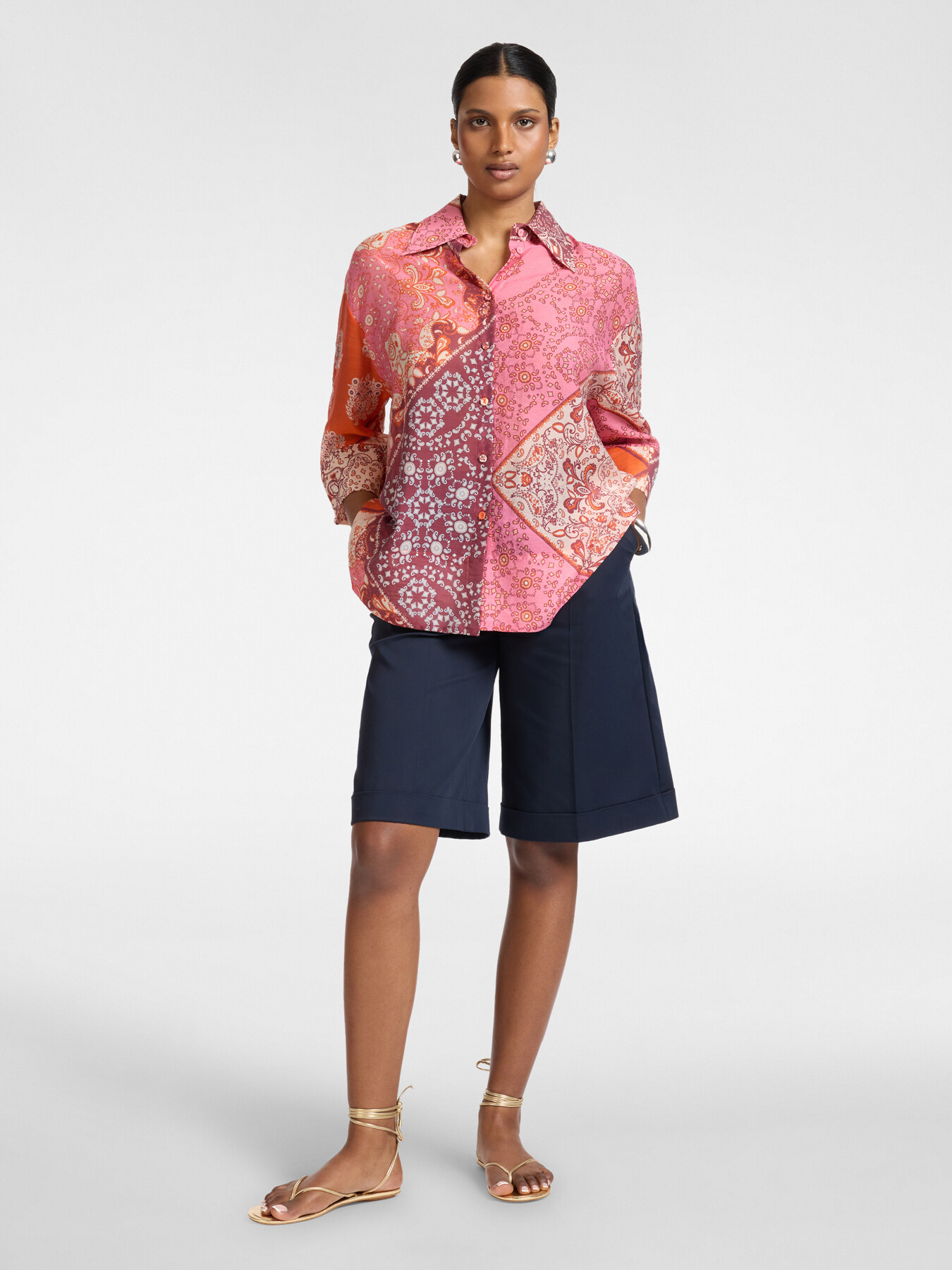 Camicia organza lyocell stampata image number 0