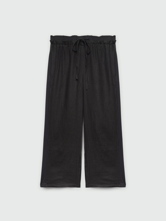 Pantalon en lin et jersey à lacets