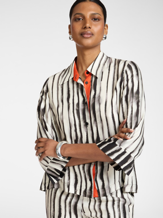 Striped viscose satin shirt