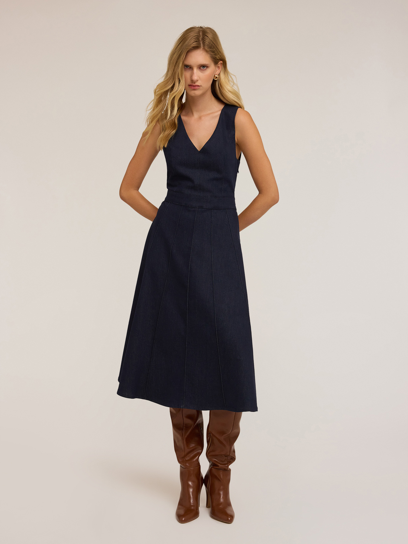 Vestido midi de mezclilla image number 3