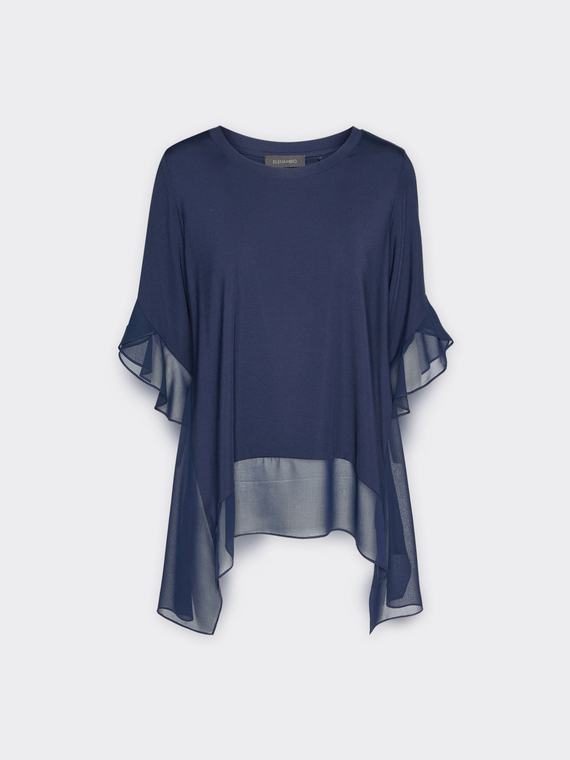Camiseta com bordas de georgette