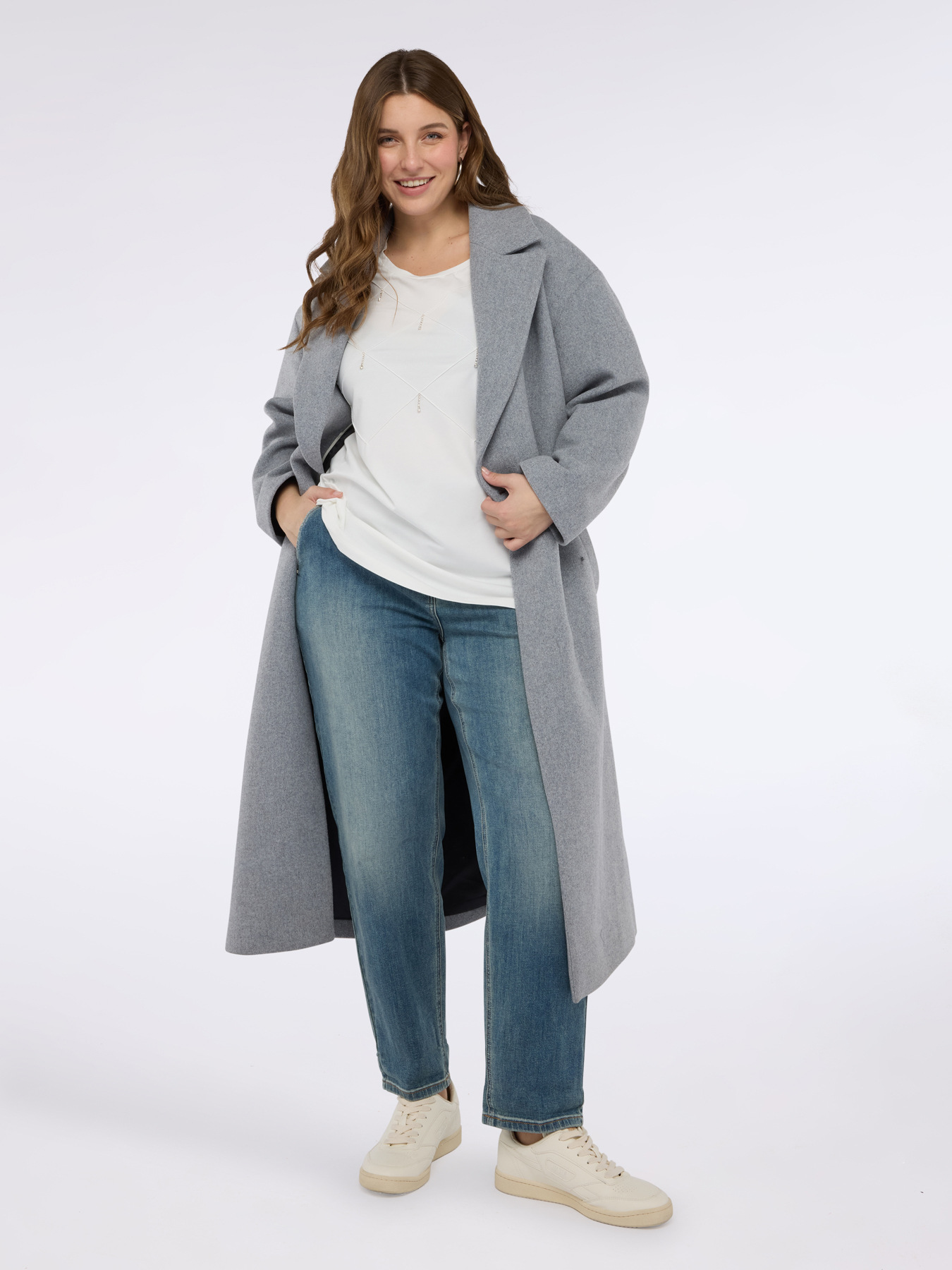 T-shirt in jersey di cotone con lavorazione a rombi image number 0