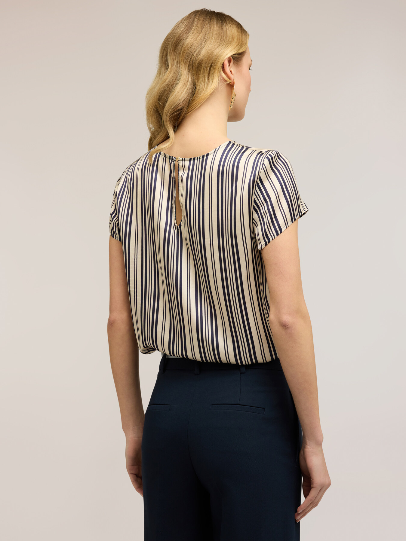 Satin blouse with foulard print image number 1