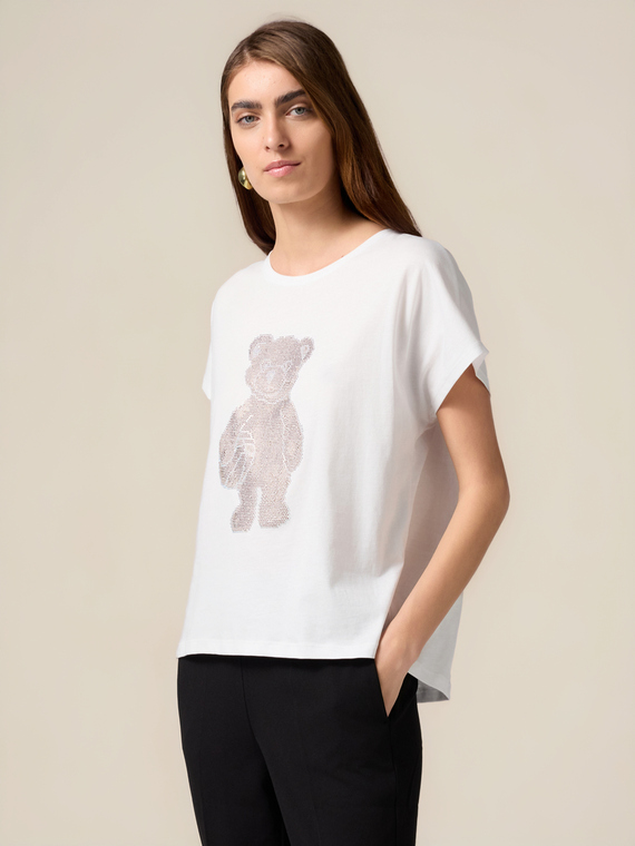 Cotton T-shirt with appliqués