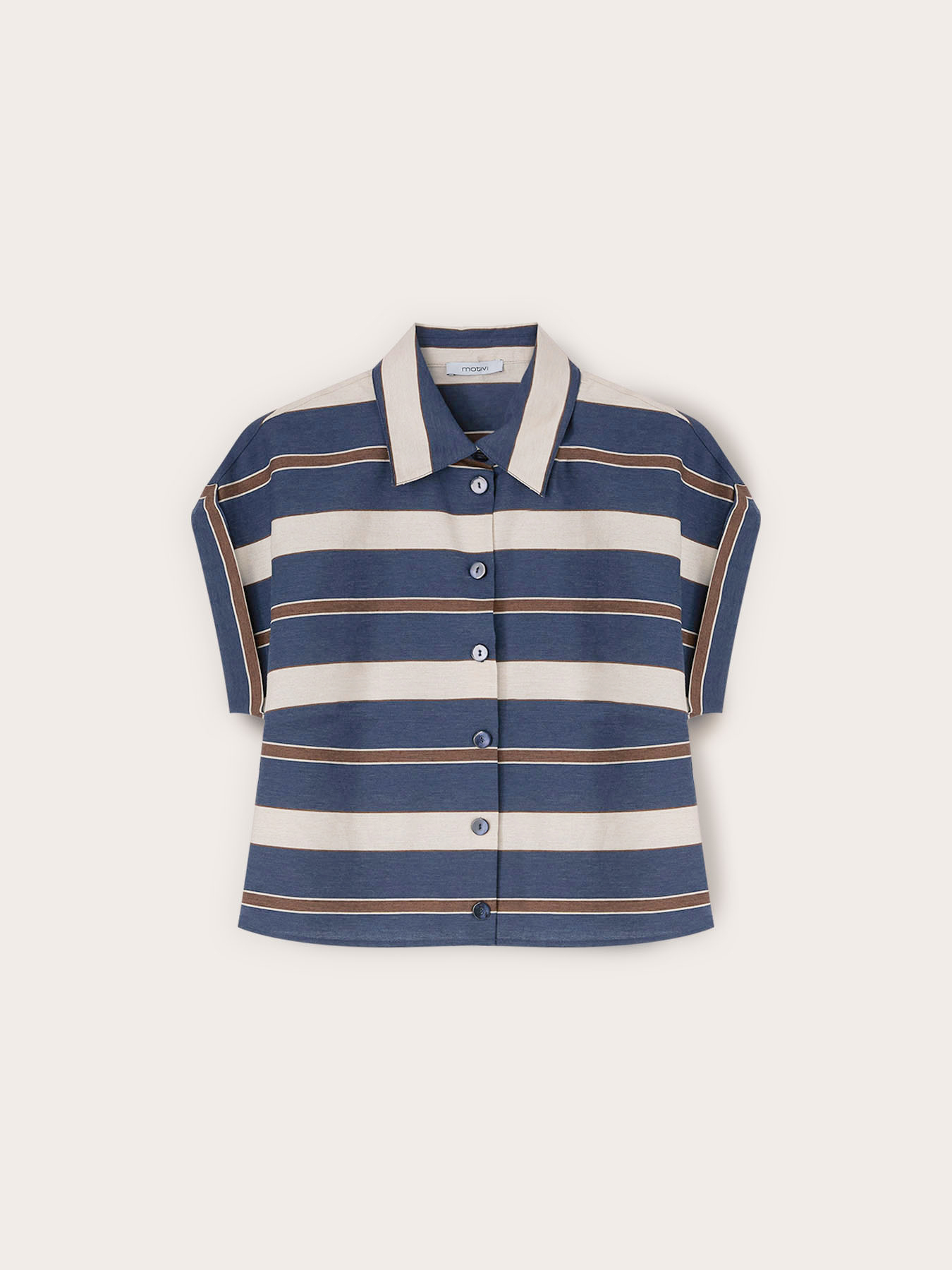 Striped cotton blend boxy shirt image number 4