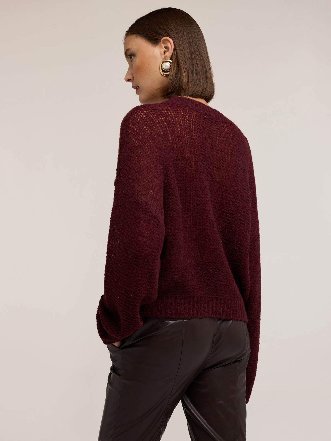 Cardigan in maglia traforata misto mohair image number 1
