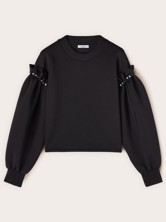 Scuba sweatshirt with pearl detail