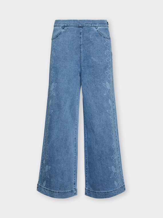 Jeans floreali wide leg