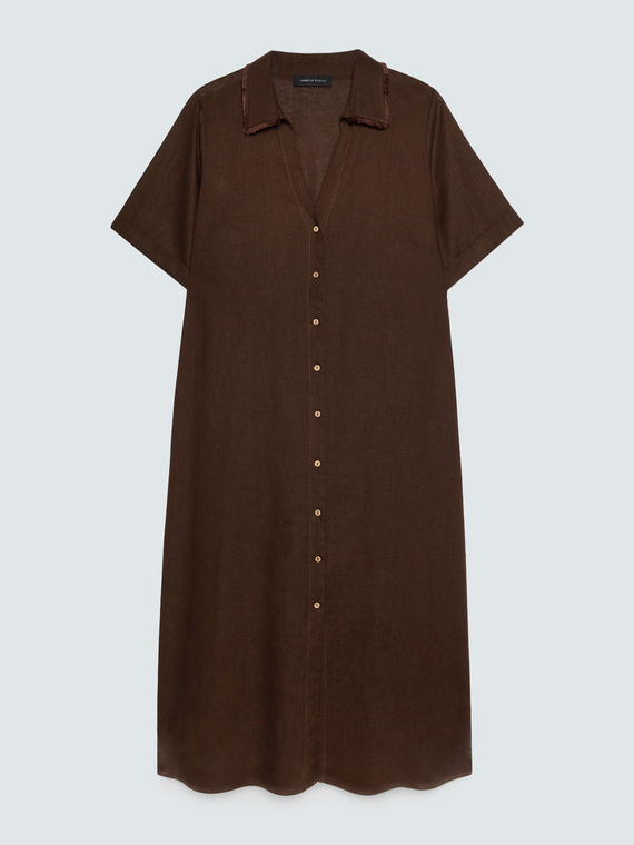 Hemdblusenkleid aus Leinen-Viskose-Mix