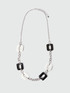 Zweifarbige Halskette mit versilberter Kette image number 0