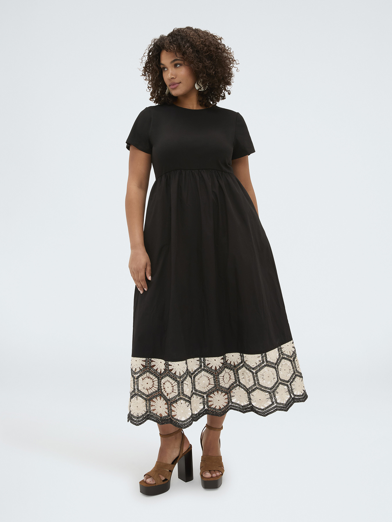 Vestito lungo con balza crochet image number 3