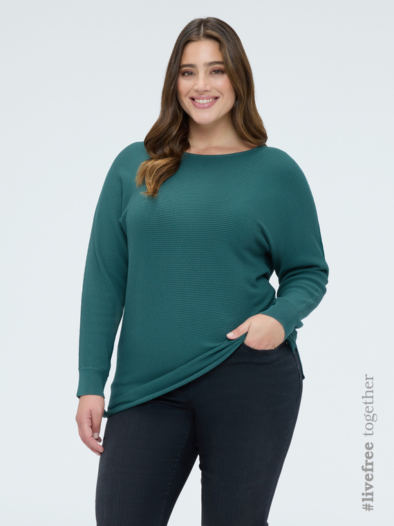 Rippenstrick-Pullover mit Kimono-&Auml;rmeln