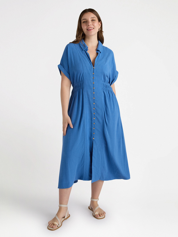 Hemdblusenkleid mit Bund in der Taille