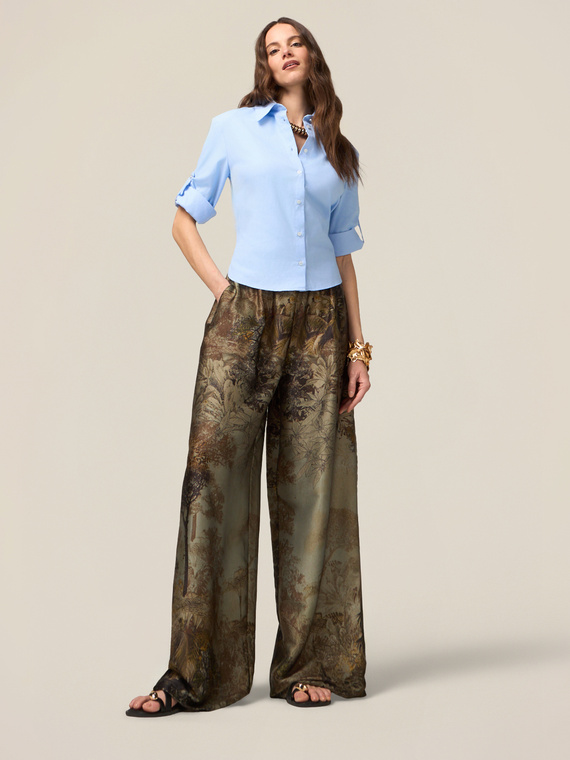 Patterned satin palazzo pants