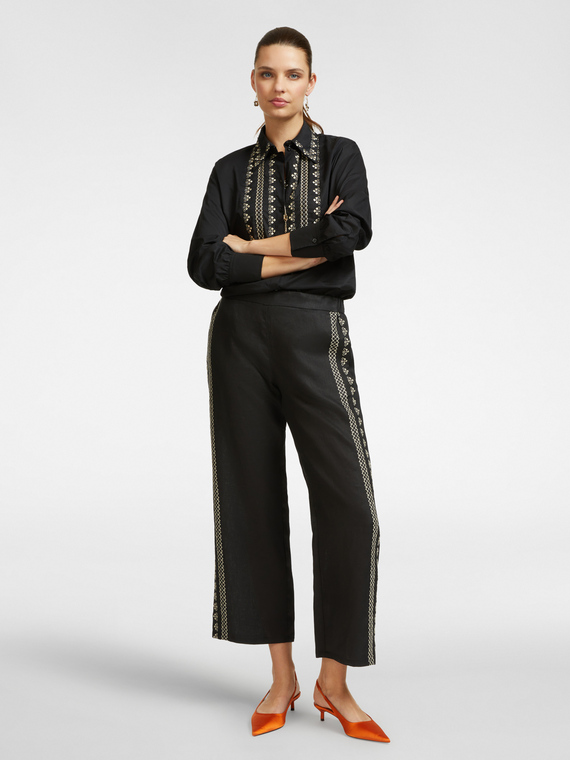Embroidered cropped trousers