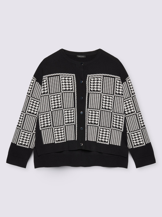 Strickjacke mit Hahnentrittmuster