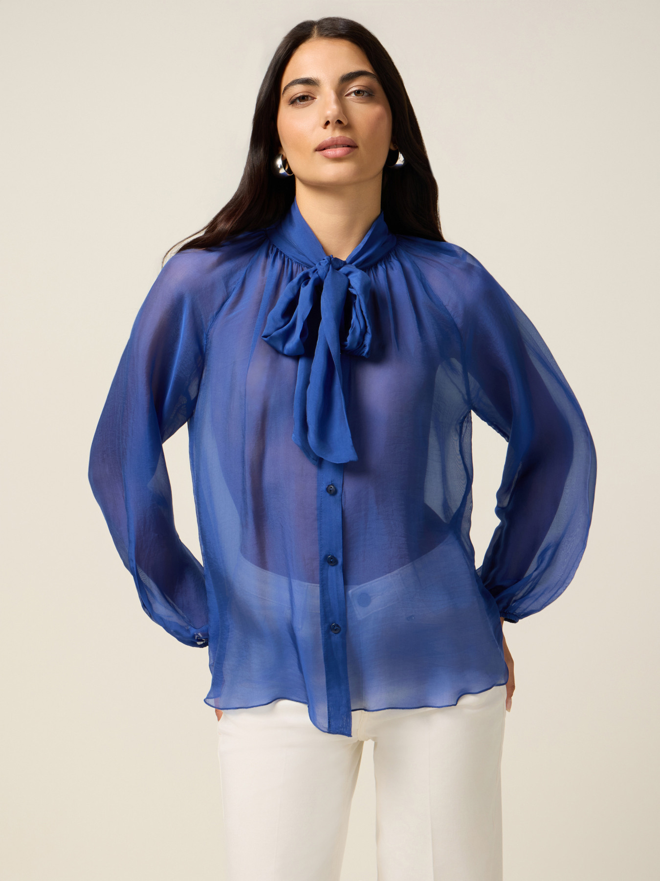 Silk blend voile blouse image number 0