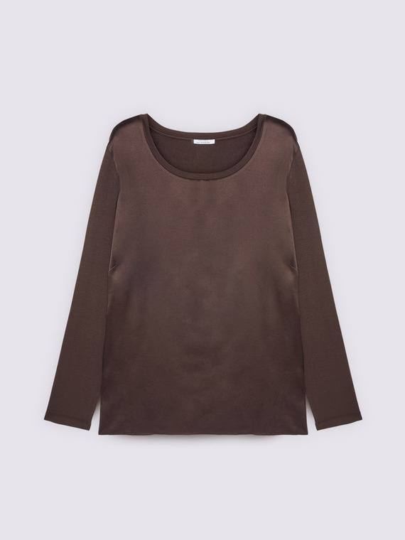 Two-material long-sleeved T-shirt