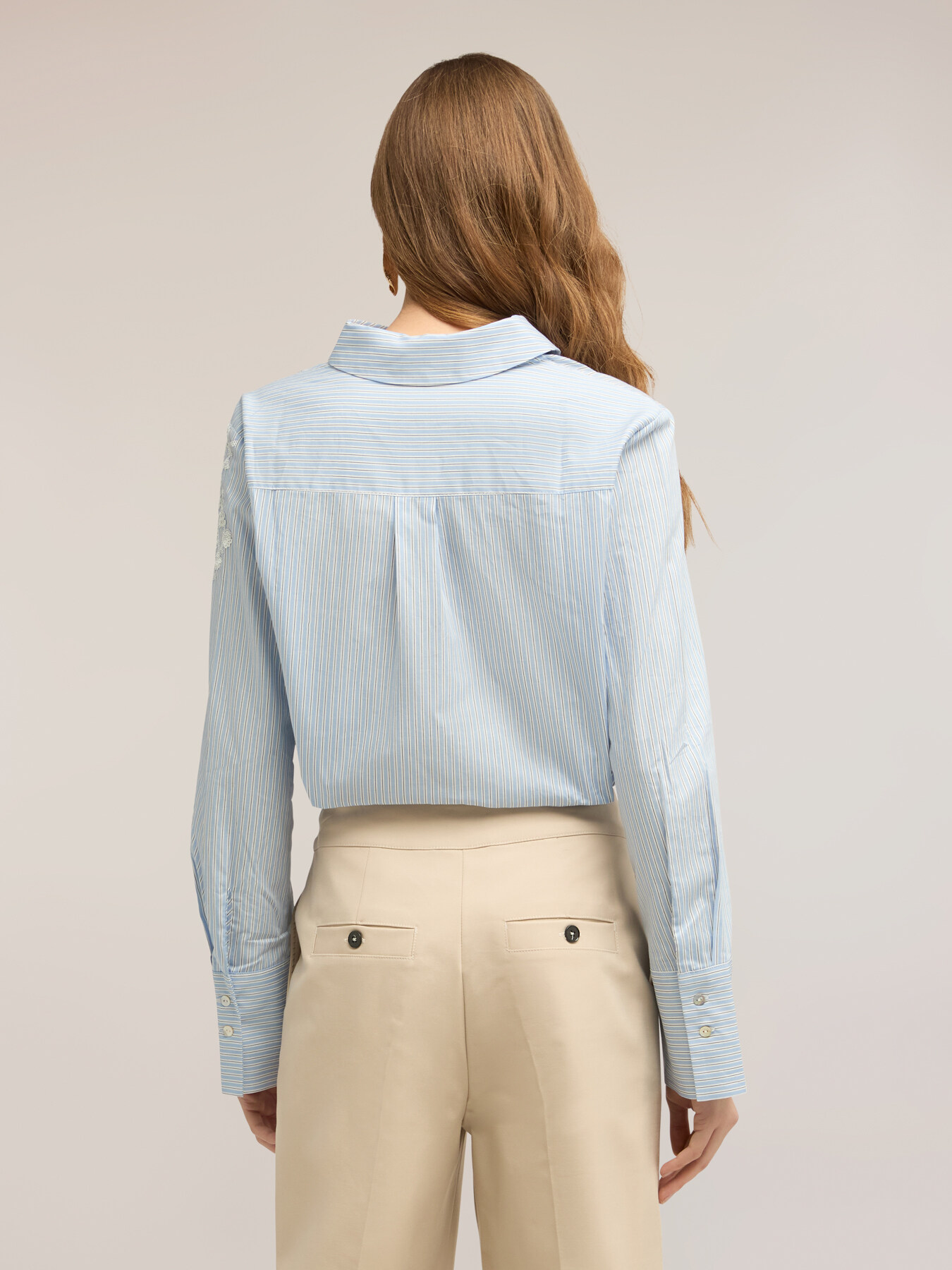 Striped shirt with floral embroidery image number 2