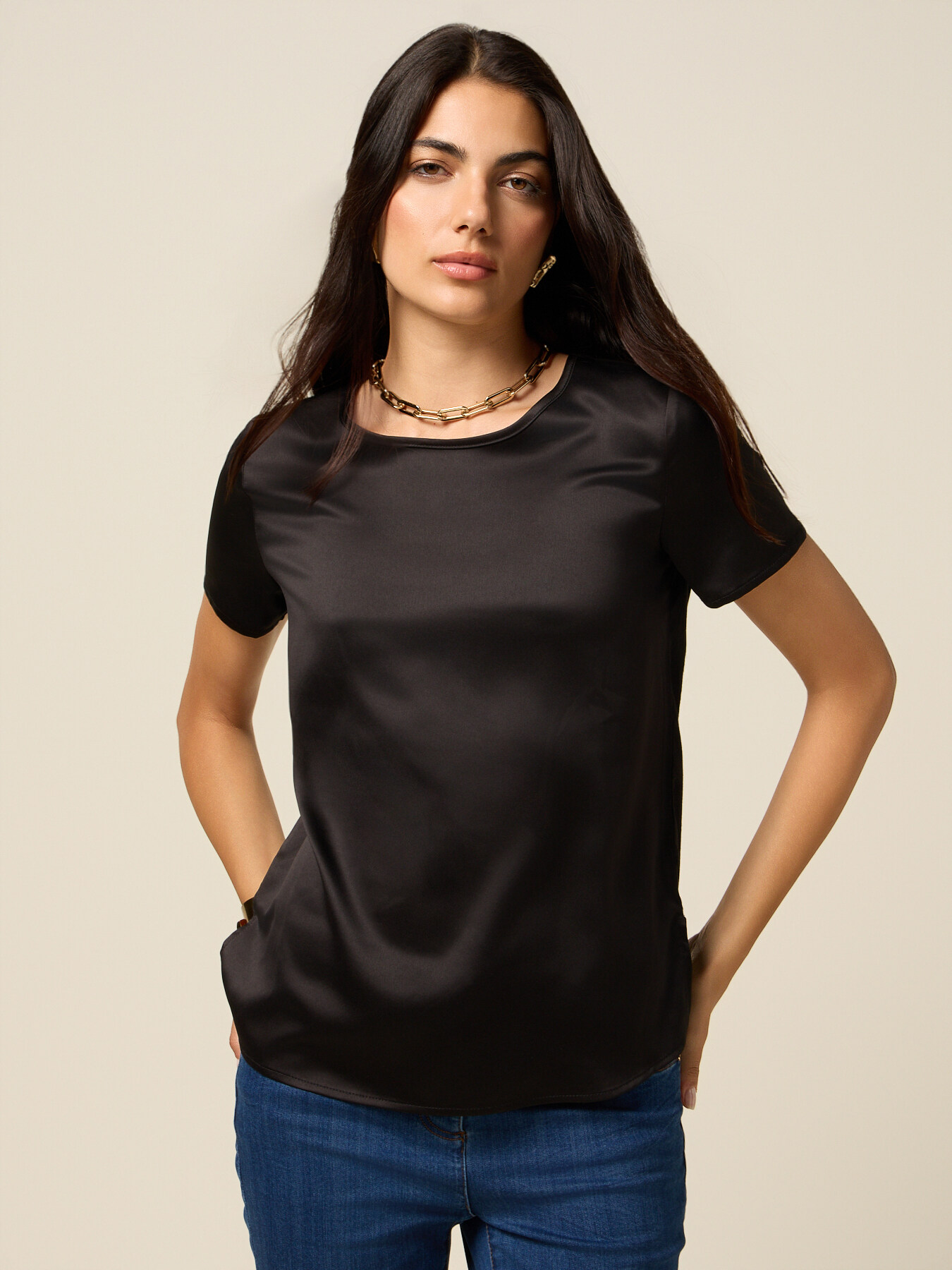 Two-material T-shirt image number 0