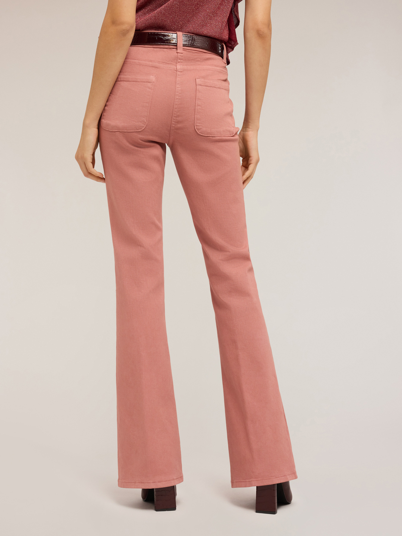 Pantaloni flare in drill di cotone image number 1