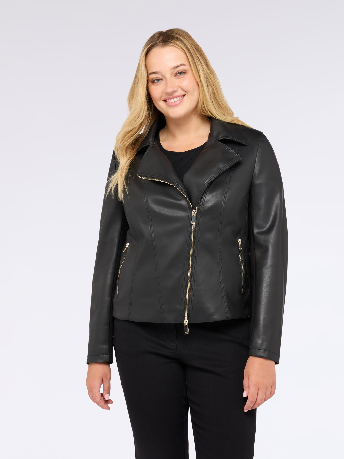 Bikerjacke mit asymmetrischem Reißverschluss image number 0