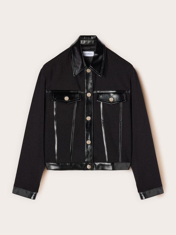 Veste avec inserts en cuir verni