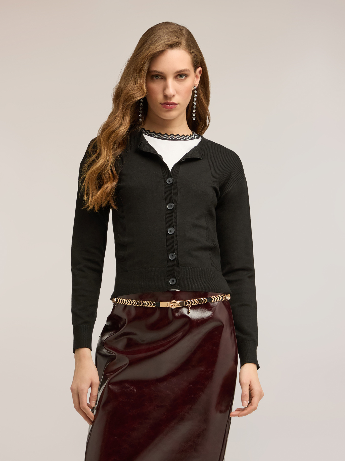 Cardigan with ribbed details image number 2