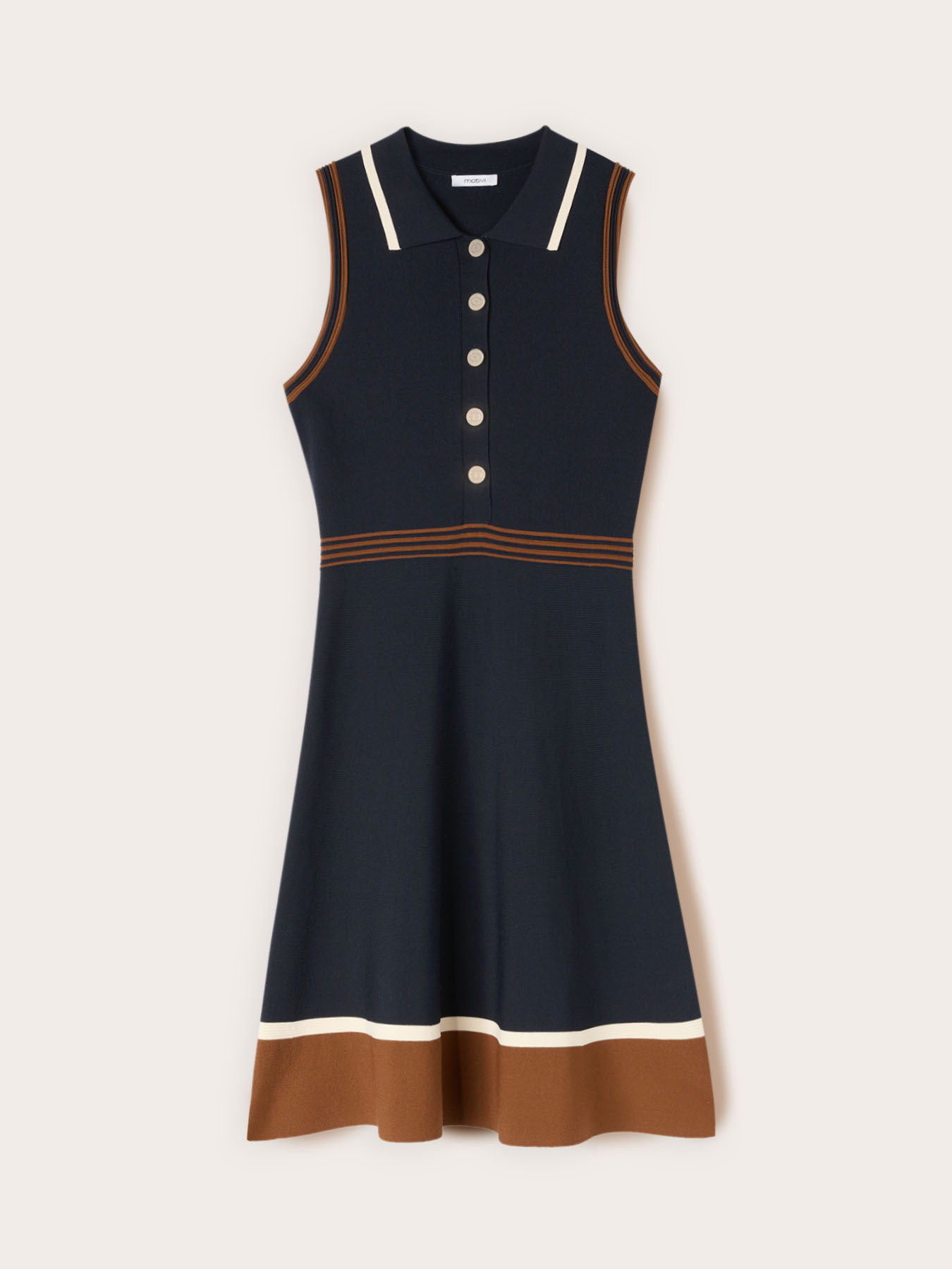 Rochie cu croială &icirc;n A cu guler polo image number 4