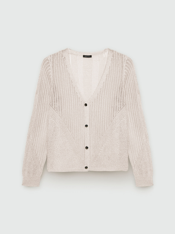 Cardigan mit Lochmuster aus Lurexgarn
