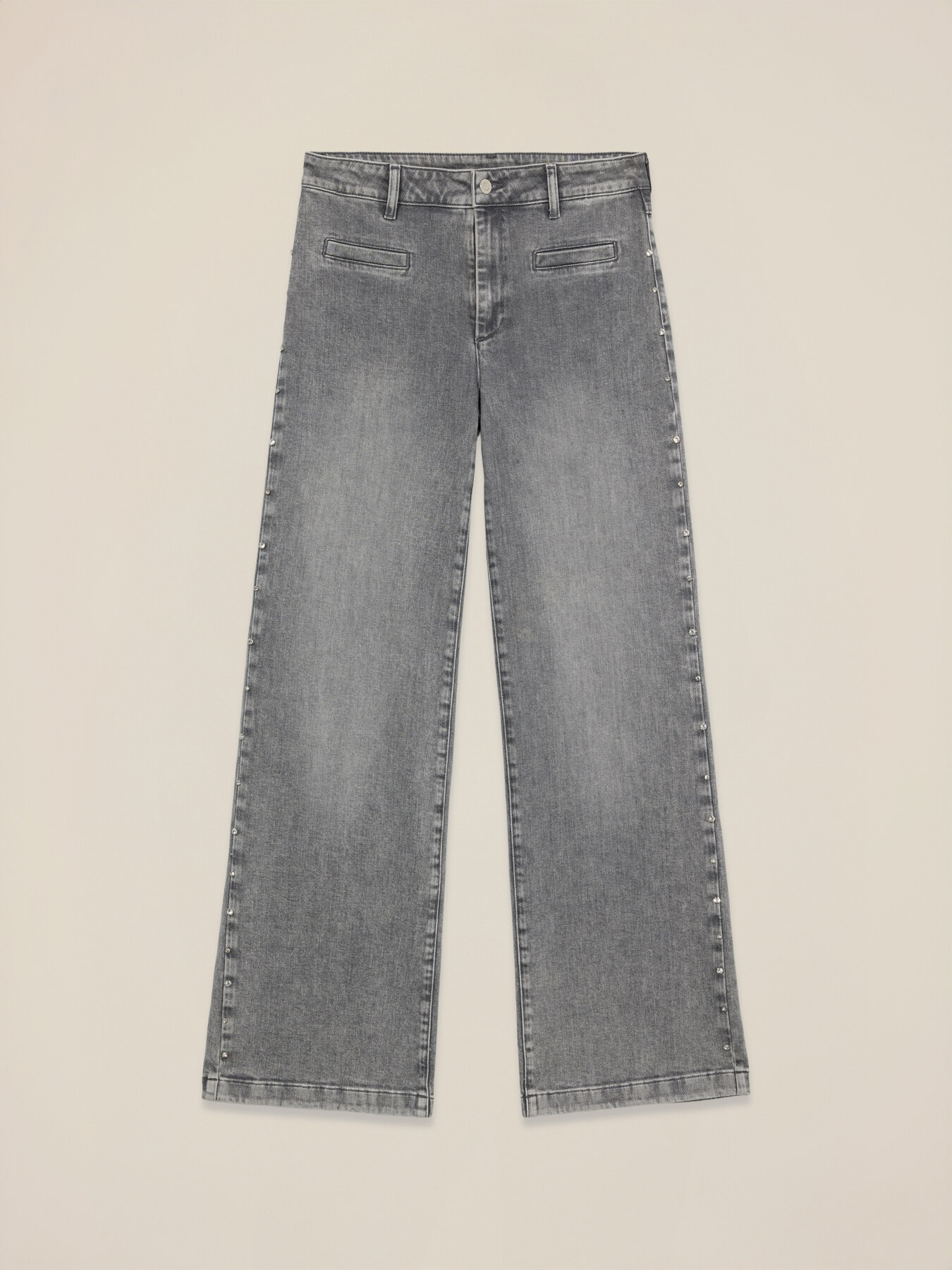 Jeans a palazzo con borchie decorative image number 4