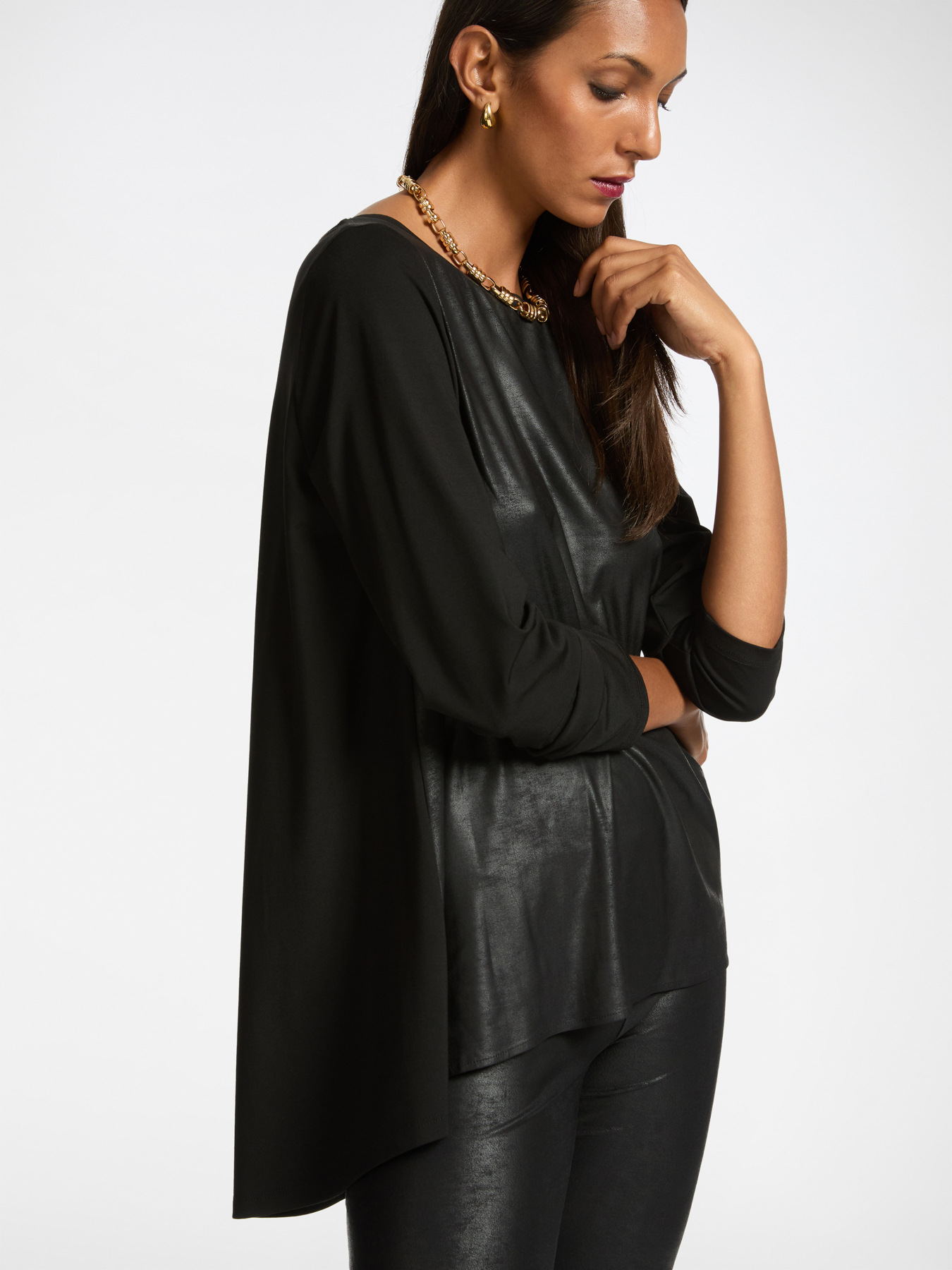 Relaxed fit T-shirt in two fabrics image number 0