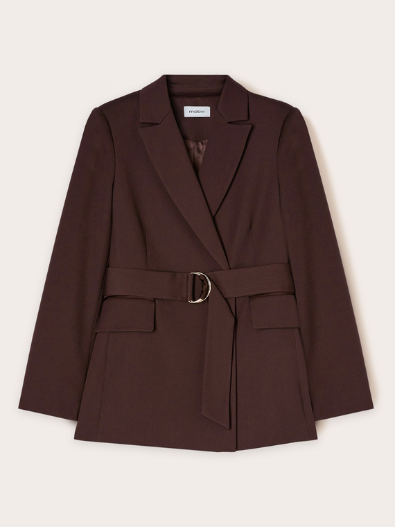 Double-breasted jacket with belt