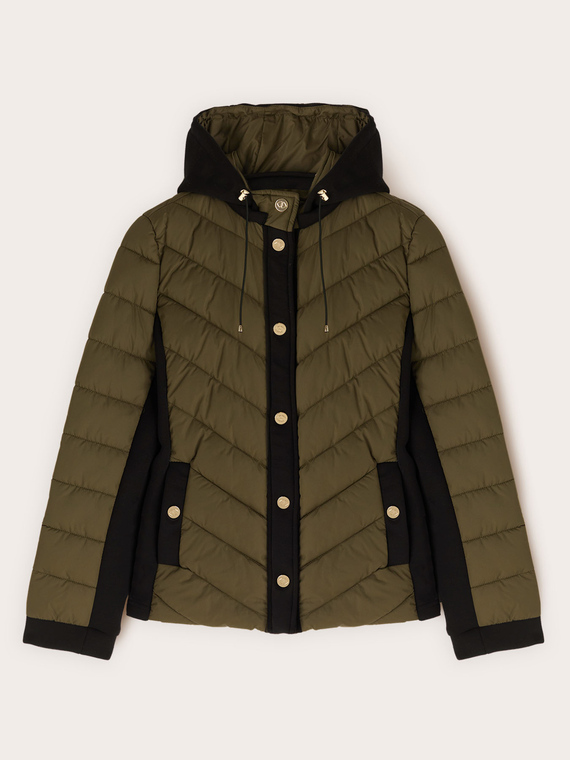 Lightweight bi-material down jacket