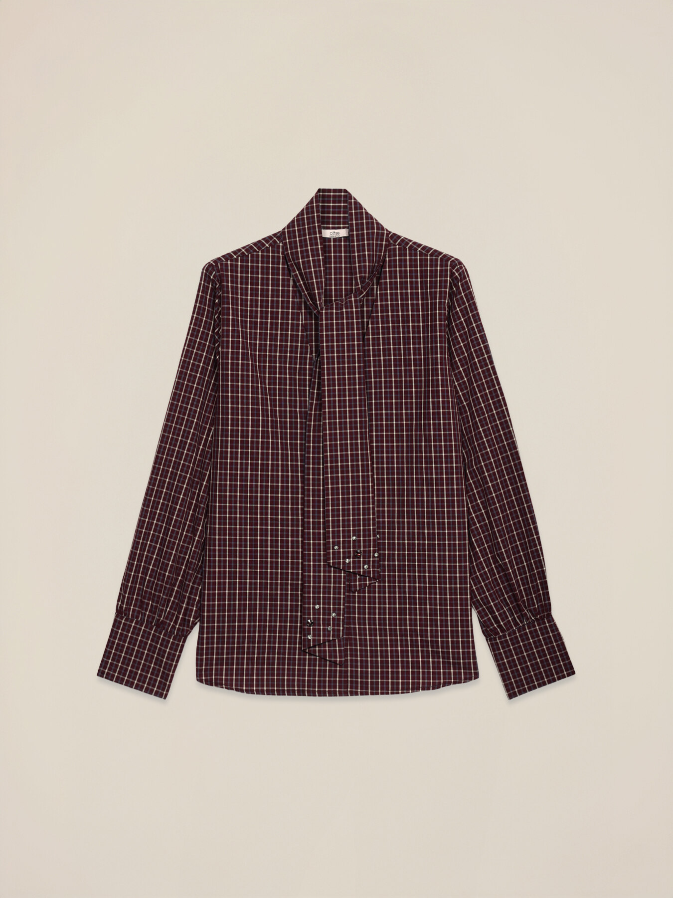 Camicia in cotone con fiocco e castoni image number 4