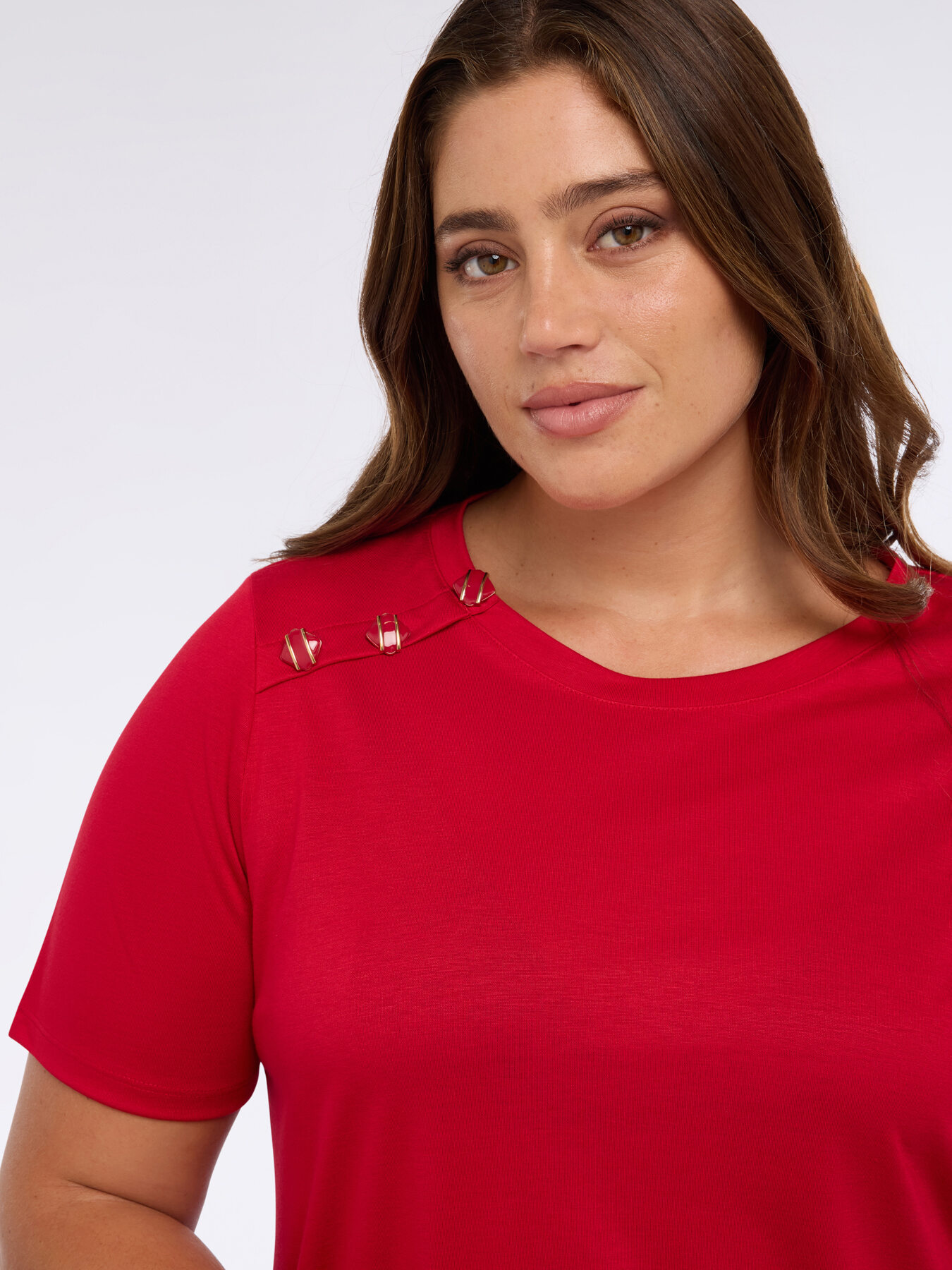 Jersey T-shirt with decorative buttons image number 3