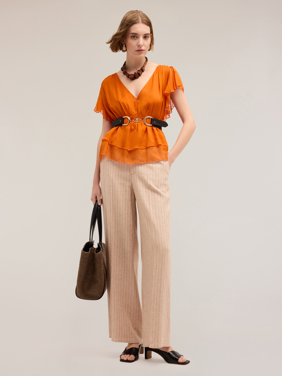 Blusa con arricci e rouches
