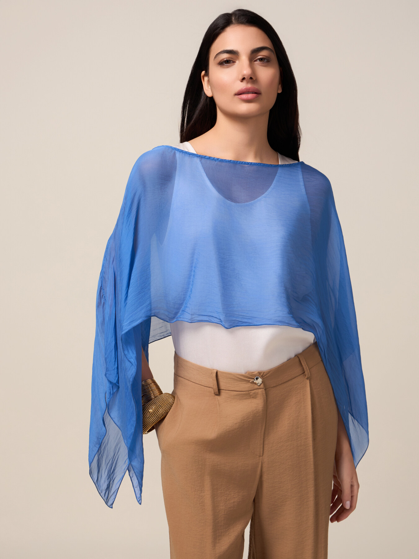 Silk blend voile shrug image number 0