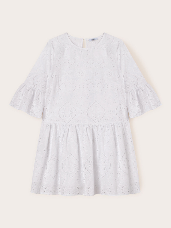 Mini dress with broderie anglaise ruffles