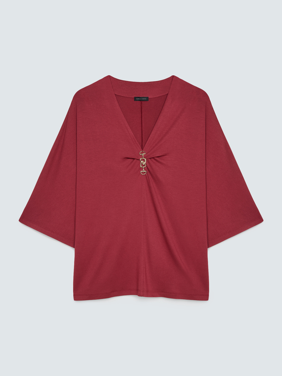 T-Shirt aus Viskose mit dekorativem Detail