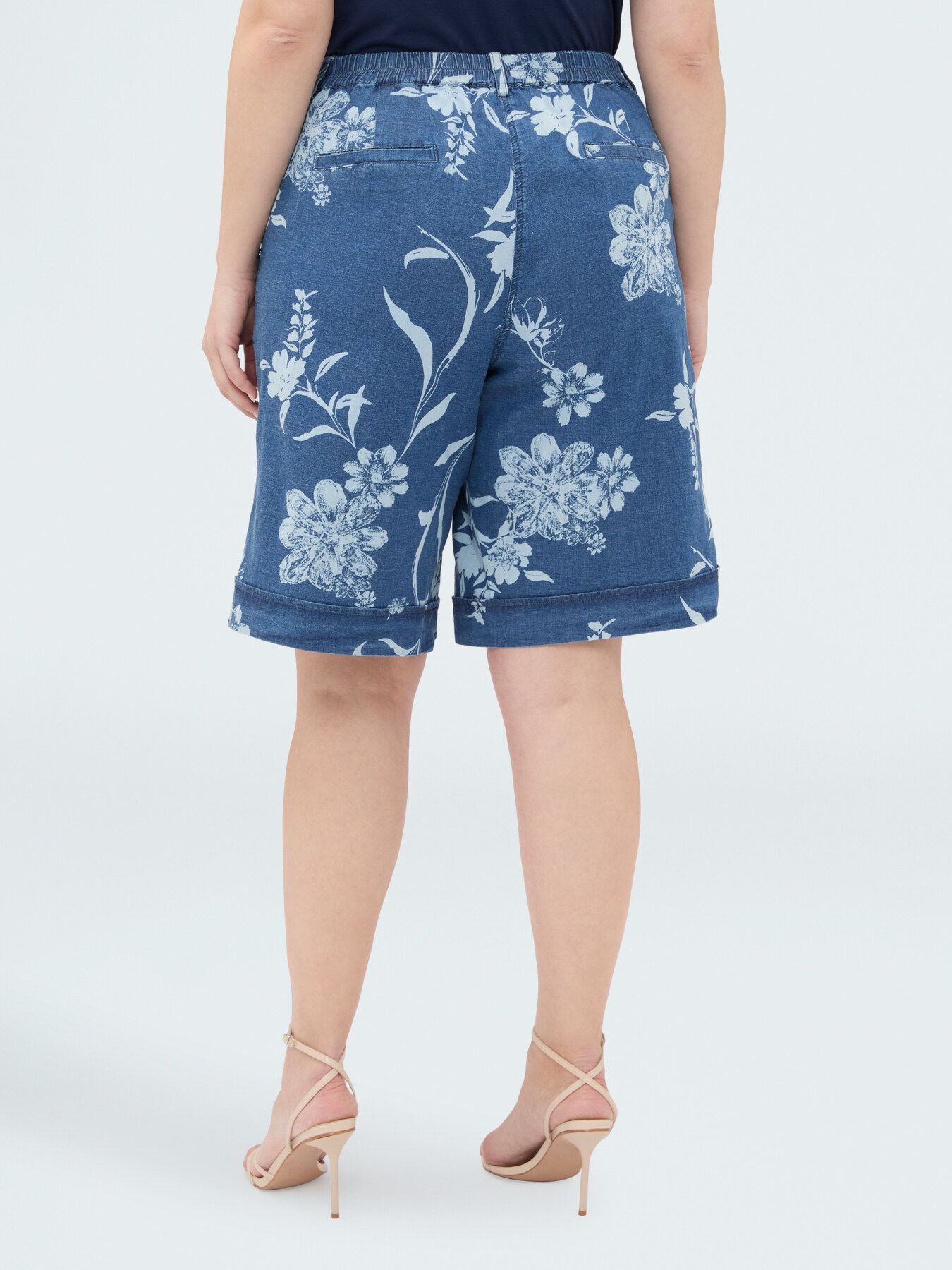 Bermuda aus Denim mit verwaschener Foliage-Print image number 1