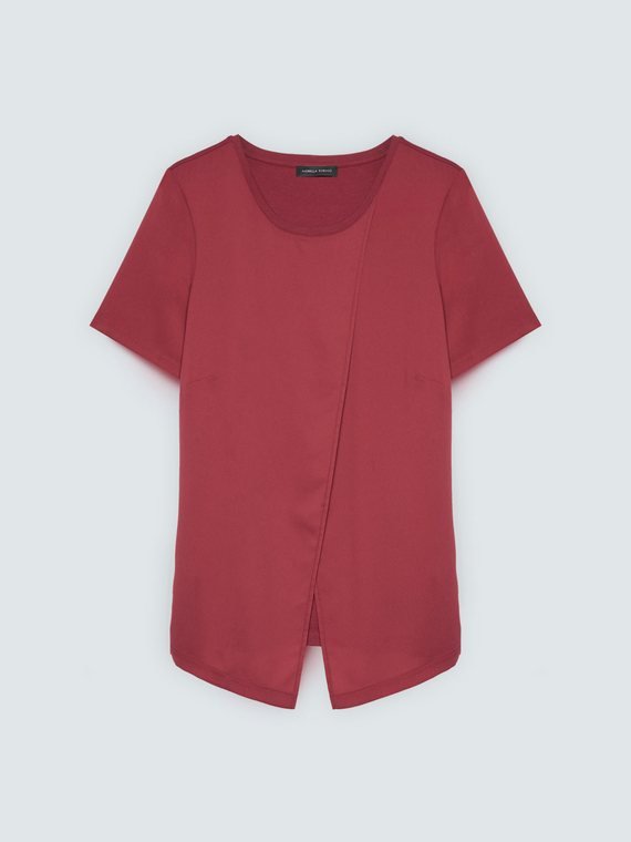 T-shirt bimaterica con dettaglio portafoglio