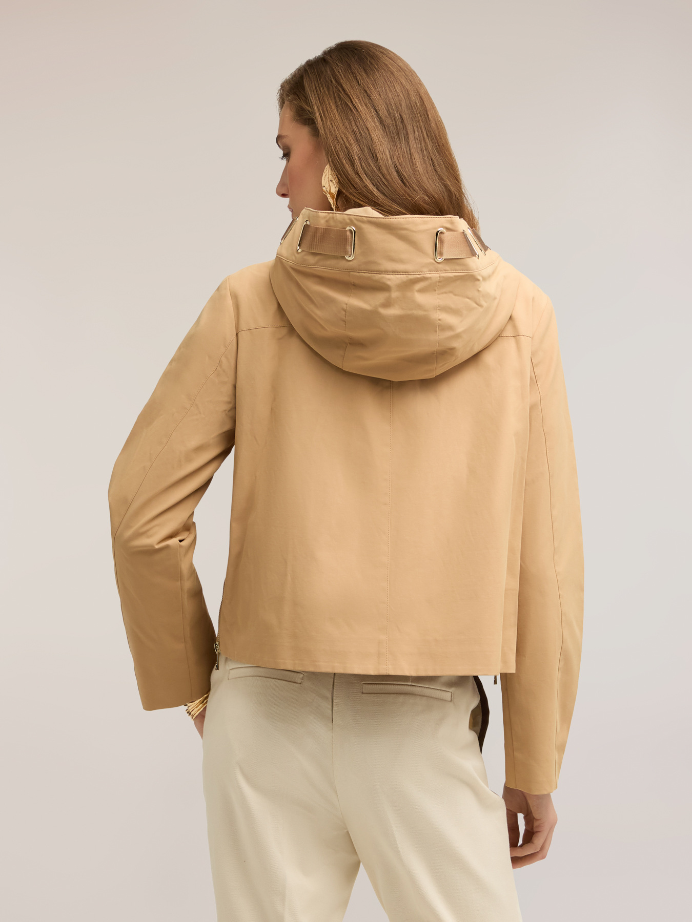 Short mixed cotton parka with hood image number 1