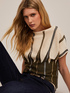 Lurex striped kimono sweater in pleated effect yarn image number 0
