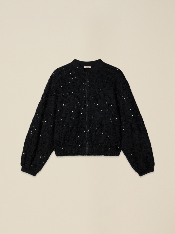 Bomber con tulle e paillettes